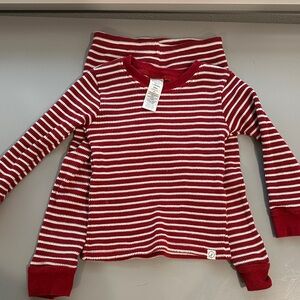 Kids Red & White Striped Long-Sleeve Pajama Top by